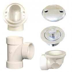 PSP0051 Bathtub Overflow, Sch. 40 PVC Plumbers Pack with Lift & Turn Plug Bath Drain